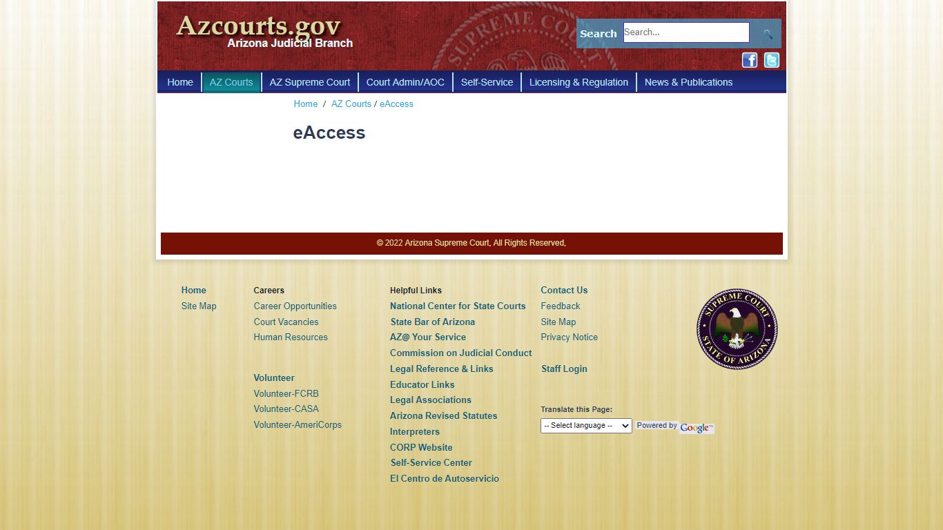 Arizona Judicial Branch > AZ Courts > eAccess